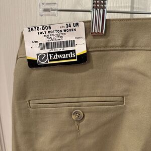 Edwards Style #2670 Men's Tan Beige Khaki Dress Pants  Size: 34‎ Not Hemmed